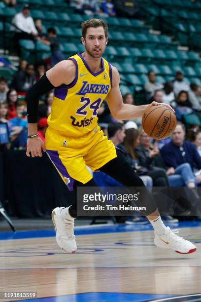 Travis Wear of the South Bay Lakers dribbles in the first quarter against the Texas Legends on January 04, 2020 at Comerica Center in Frisco, Texas....