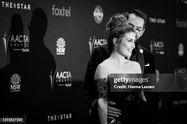 Ada Nicodemou and Adam Rigby attend the 2019 AACTA Awards Presented by Foxtel at The Star on December 04, 2019 in Sydney, Australia.