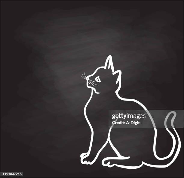 kittysketch - sitting sideways drawing stock illustrations