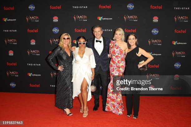 Tammy MacIntosh, Rarriwuy Hick, Bernard Curry, Kate Jenkinson and Kate Atkinsson attends the 2019 AACTA Awards Presented by Foxtel at The Star on...