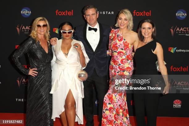 Tammy MacIntosh, Rarriwuy Hick, Bernard Curry, Kate Jenkinson and Kate Atkinsson attends the 2019 AACTA Awards Presented by Foxtel at The Star on...