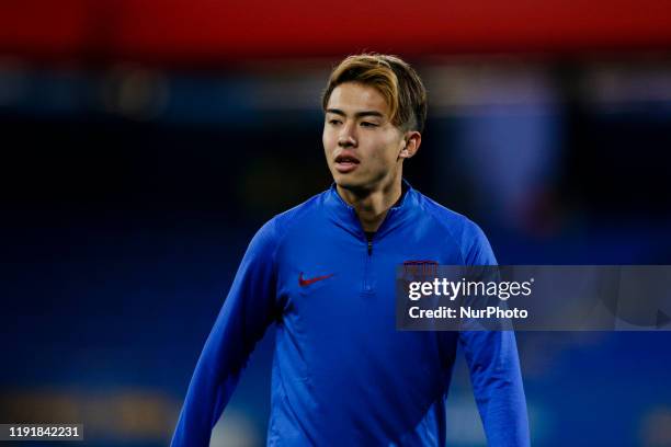 Hiroki Abe of FC Barcelona B during La Liga match between FC Barcelona B and RCD Espanyol B at Johan Cruyff Stadium on January 04, 2020 in Barcelona,...