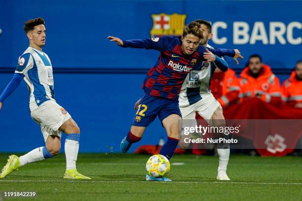 Hiroki Abe of FC Barcelona B during La Liga match between FC Barcelona B and RCD Espanyol B at Johan Cruyff Stadium on January 04, 2020 in Barcelona,...