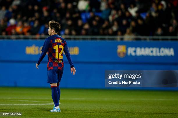 Hiroki Abe of FC Barcelona B during La Liga match between FC Barcelona B and RCD Espanyol B at Johan Cruyff Stadium on January 04, 2020 in Barcelona,...