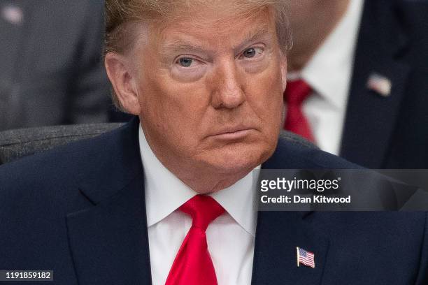 President Donald Trump attends the NATO summit at the Grove Hotel on December 4, 2019 in Watford, England. France and the UK signed the Treaty of...