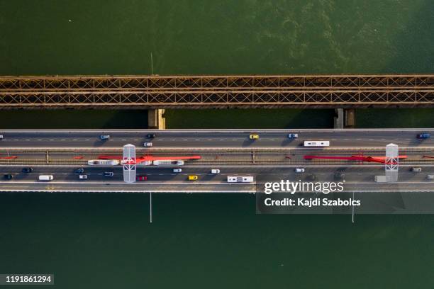 bridge on the river - highway hungary stock pictures, royalty-free photos & images