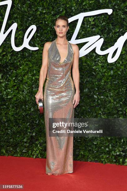 Rosie Huntington Whiteley arrives at The Fashion Awards 2019 held at Royal Albert Hall on December 02, 2019 in London, England.