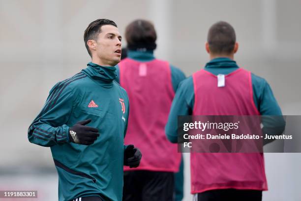 Juventus player Cristiano Ronaldo during a training session at JTC on December 04, 2019 in Turin, Italy.