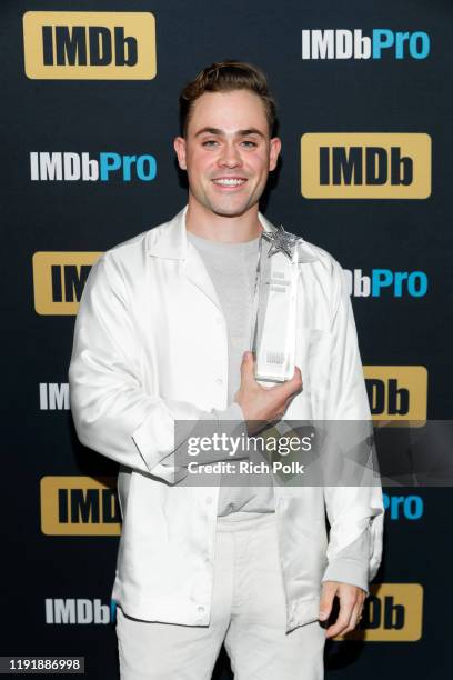 Actor Dacre Montgomery receives the 2019 IMDbPro Breakout STARmeter Award during a visit to ‘The IMDb Show’ on November 13, 2019 in Santa Monica,...