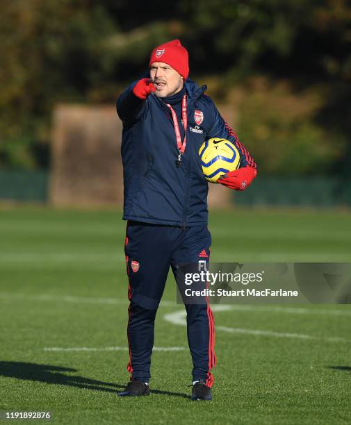 Arsenal Interim Head Coach Freddie Ljungberg during a training session at London Colney on December 04, 2019 in St Albans, England.