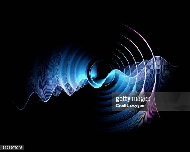 abstract neon circles digital fractal black background - symbiotic relationship stock pictures, royalty-free photos & images