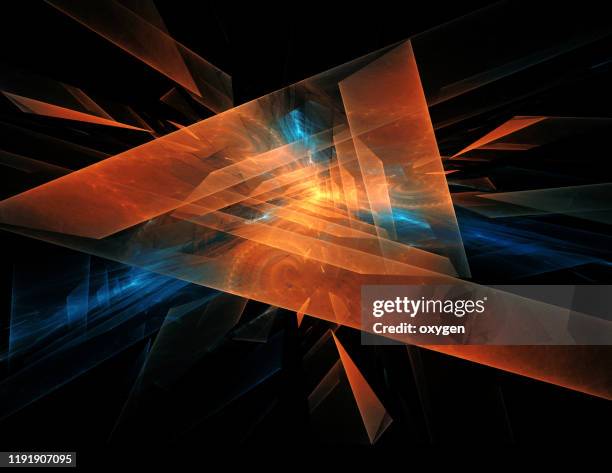 abstract orange triangle geometric fractal shape technology background - nightlife stock pictures, royalty-free photos & images