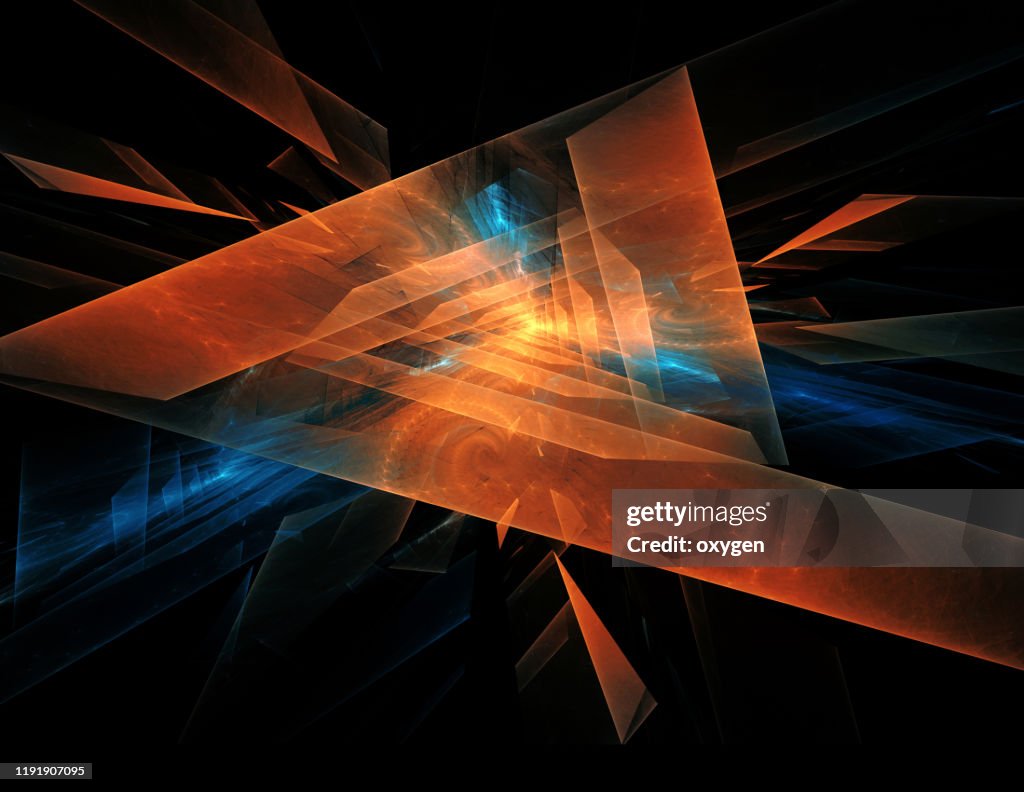 Abstract Orange Triangle Geometric Fractal Shape Technology Background