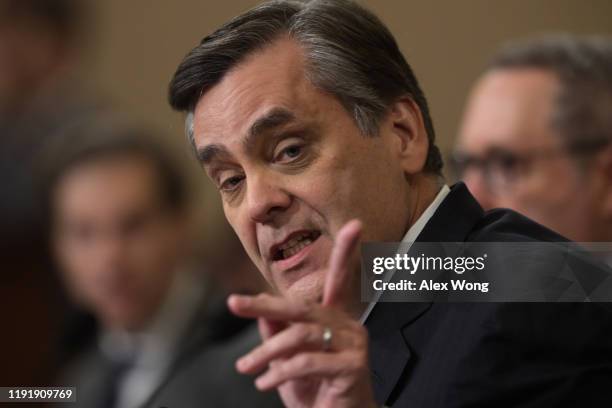 Constitutional scholar Jonathan Turley of George Washington University testifies before the House Judiciary Committee in the Longworth House Office...