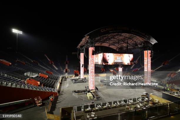 General view inside the Diriyah Arena after the Clash On The Dunes Press Conference at the Diriyah Season Hospitality Lounge on December 04, 2019 in...