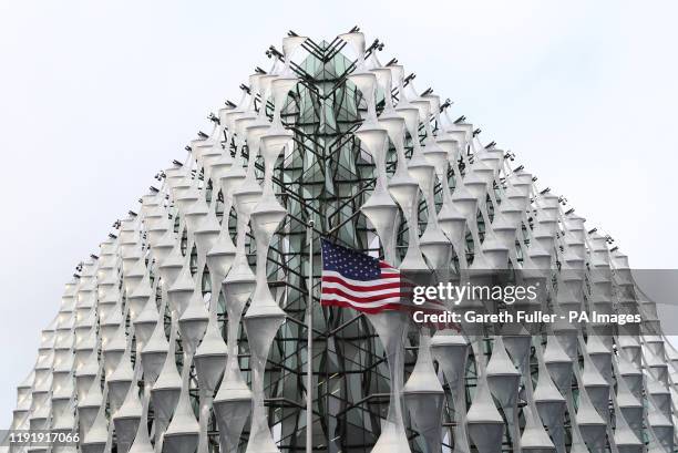 View of the US Embassy in Nine Elms, London, after the US killed the head of Tehran's elite Quds Force and Iran's top general, General Qassem...