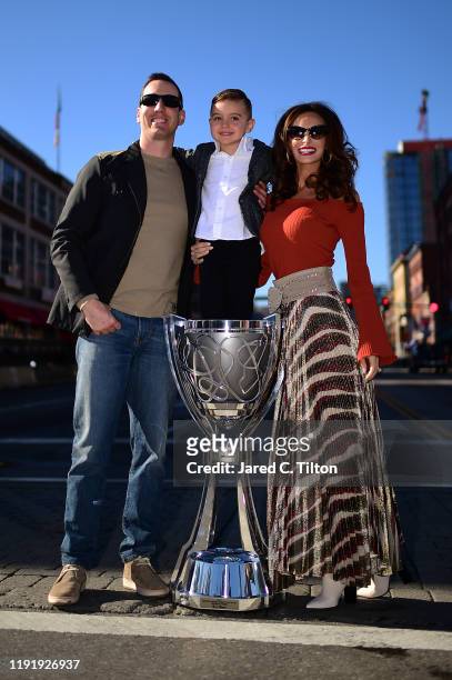 Monster Energy NASCAR Cup Series Champion Kyle Busch, along with his wife Samantha and son Brexton pose for a photo on Broadway with the Championship...