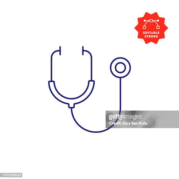 illustrations, cliparts, dessins animés et icônes de icône stéthoscope avec course modifiable et pixel perfect. - soins primaires