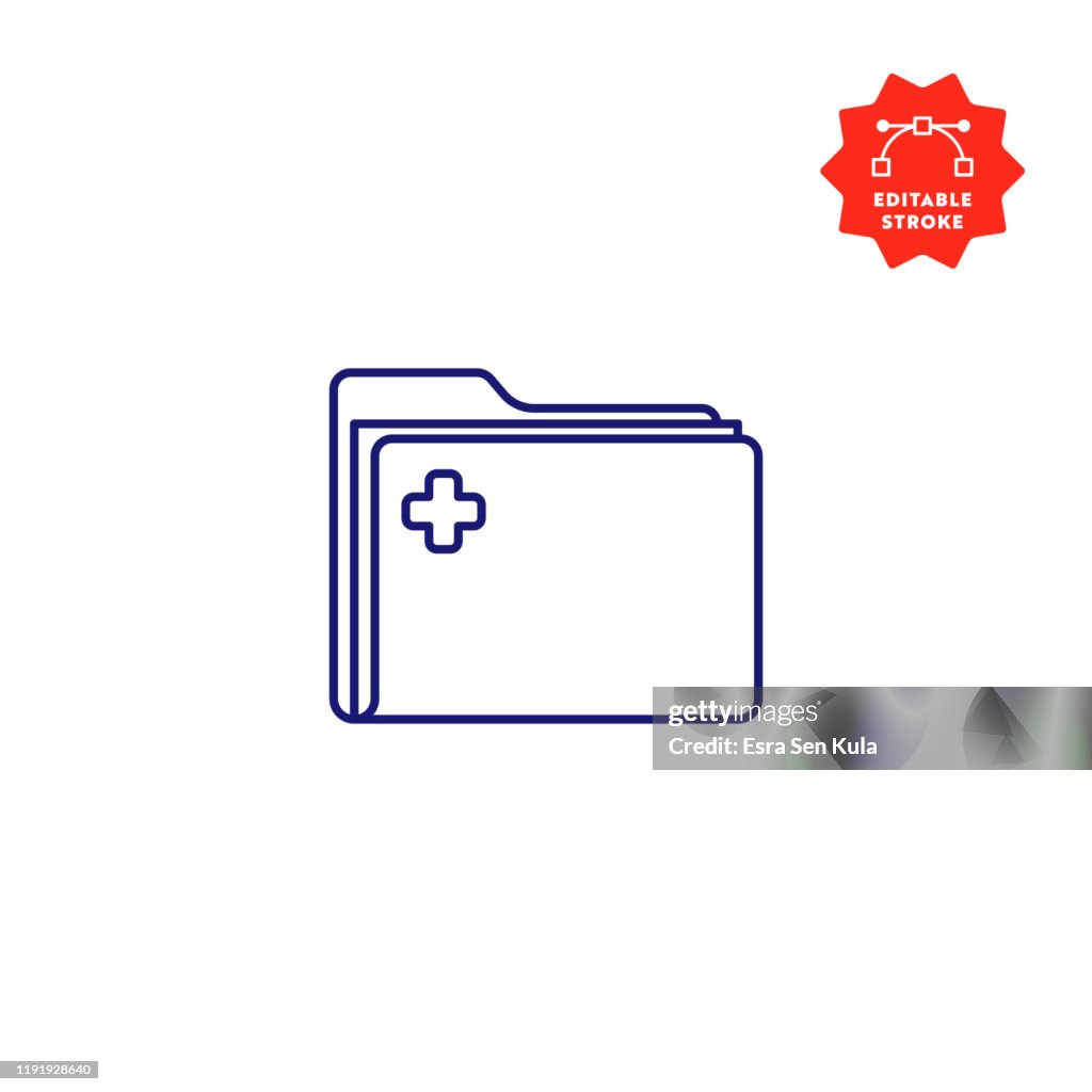 Patienten-Datensatz-Ordner-Symbol mit bearbeitbaren Strich und Pixel perfekt.