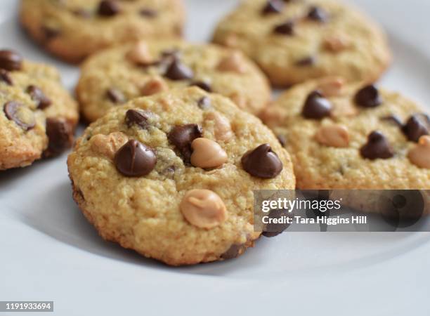 oatmeal peanut butter chocolate chip cookie - erdnussbutter stock-fotos und bilder