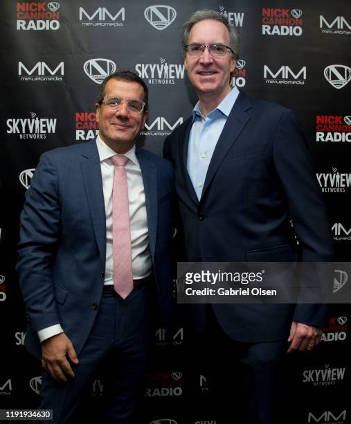 Otto Padron and Steve Jones attend Nick Cannon, Meruelo Media, Skyview Announce Radio Syndication on December 04, 2019 in Burbank, California.