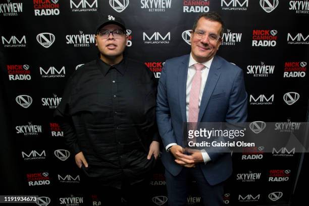 Otto Padron and Teddy Mora attend Nick Cannon, Meruelo Media, Skyview Announce Radio Syndication on December 04, 2019 in Burbank, California.