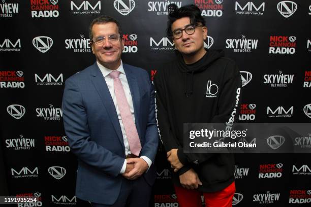 Otto Padron and Disco Drew attend Nick Cannon, Meruelo Media, Skyview Announce Radio Syndication on December 04, 2019 in Burbank, California.