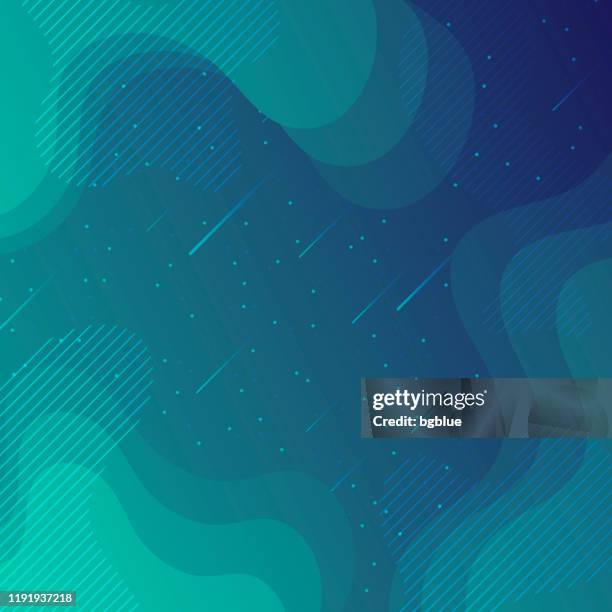 trendiger sternenhimmel mit fließenden und geometrischen formen - green gradient - meteorstrom stock-grafiken, -clipart, -cartoons und -symbole