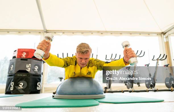 January 05: Erling Braut Haaland of Borussia Dortmund during a training session on January 04, 2020 in Malaga, Spain.