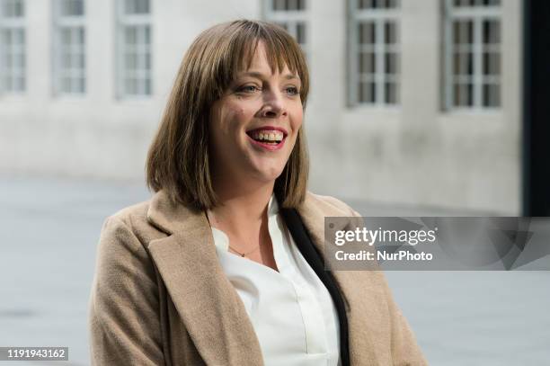 Labour Party MP Jess Phillips speaks to the media outside the BBC Broadcasting House in central London after appearing on The Andrew Marr Show on 05...