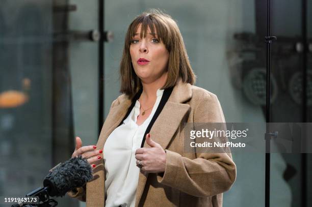 Labour Party MP Jess Phillips speaks to the media outside the BBC Broadcasting House in central London after appearing on The Andrew Marr Show on 05...