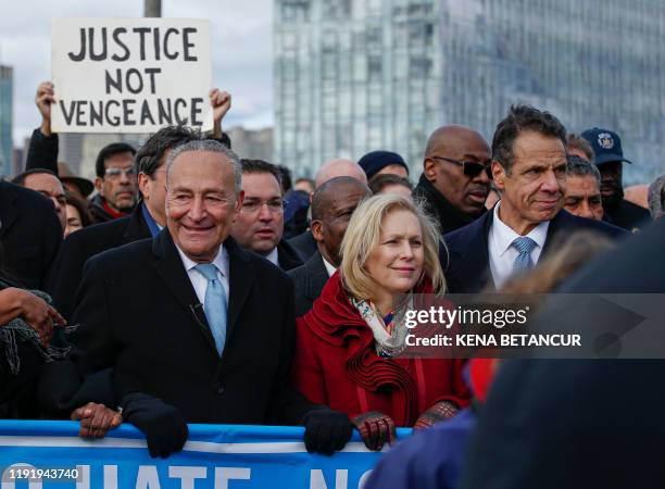 Sen. Charles Schumer, Sen. Kirsten Gillibrand and New York Governor Andrew Cuomo attend protests in support of the Jewish community called No Hate No...
