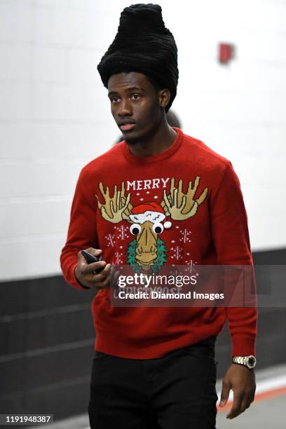 Defensive back Robert Jackson of the Cleveland Browns enters the stadium prior to a game against the Baltimore Ravens on December 22, 2019 at...