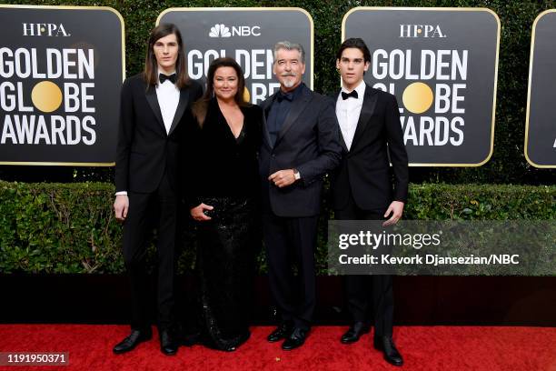 77th ANNUAL GOLDEN GLOBE AWARDS -- Pictured: Dylan Brosnan, Keely Shaye Brosnan, Pierce Brosnan, and Paris Brosnan arrive to the 77th Annual Golden...