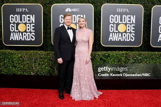 77th ANNUAL GOLDEN GLOBE AWARDS -- Pictured: Jesse Plemons and Kirsten Dunst arrive to the 77th Annual Golden Globe Awards held at the Beverly Hilton...