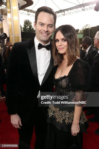 77th ANNUAL GOLDEN GLOBE AWARDS -- Pictured: Bill Hader and Rachel Bilson arrive to the 77th Annual Golden Globe Awards held at the Beverly Hilton...