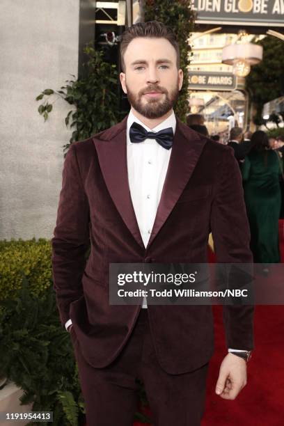 77th ANNUAL GOLDEN GLOBE AWARDS -- Pictured: Chris Evans arrives to the 77th Annual Golden Globe Awards held at the Beverly Hilton Hotel on January...