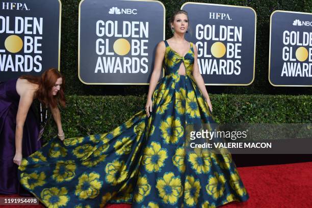 Singer and actress Taylor Swift arrives for the 77th annual Golden Globe Awards on January 5 at The Beverly Hilton hotel in Beverly Hills, California.
