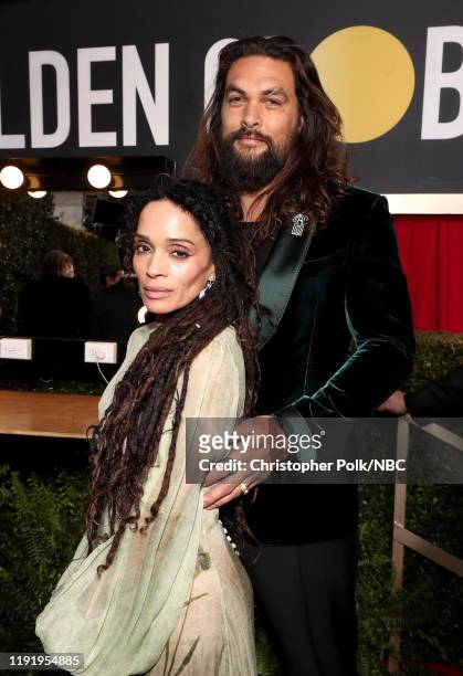 77th ANNUAL GOLDEN GLOBE AWARDS -- Pictured: Lisa Bonet and Jason Momoa arrive to the 77th Annual Golden Globe Awards held at the Beverly Hilton...