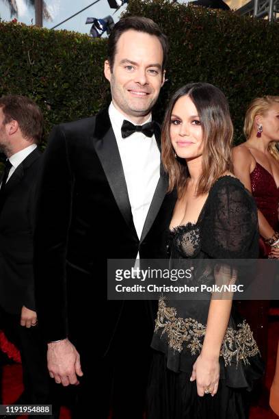77th ANNUAL GOLDEN GLOBE AWARDS -- Pictured: Bill Hader and Rachel Bilson arrive to the 77th Annual Golden Globe Awards held at the Beverly Hilton...