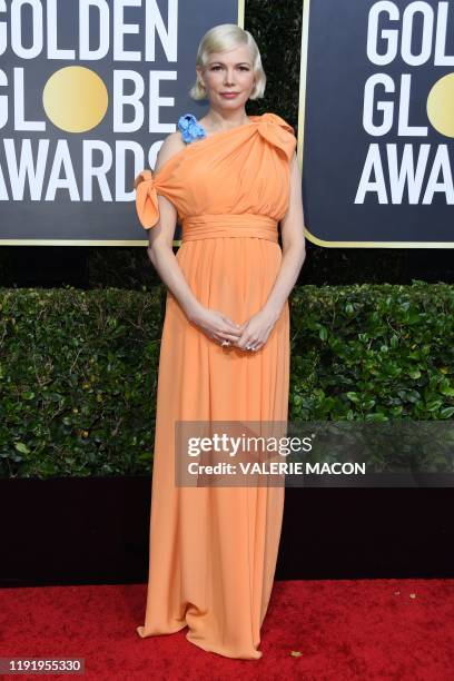 Actress Michelle Williams arrives for the 77th annual Golden Globe Awards on January 5 at The Beverly Hilton hotel in Beverly Hills, California.