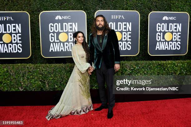 77th ANNUAL GOLDEN GLOBE AWARDS -- Pictured: Lisa Bonet and Jason Momoa arrive to the 77th Annual Golden Globe Awards held at the Beverly Hilton...