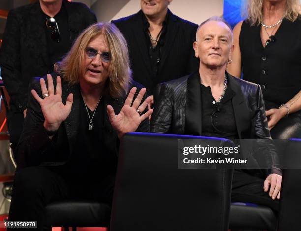 Joe Elliott and Phil Collen of Def Leppard attend the Press Conference with Mötley Crüe, Def Leppard, and Poison announcing 2020 Stadium Tour on...