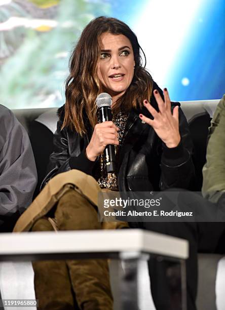Keri Russell participates in the global press conference for "Star Wars: The Rise of Skywalker" at the Pasadena Convention Center on December 04,...