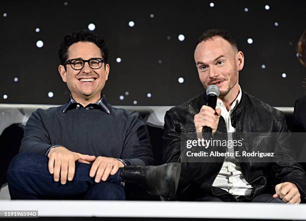 Writer/director J.J. Abrams and Co-writer Chris Terrio participate in the global press conference for "Star Wars: The Rise of Skywalker" at the...