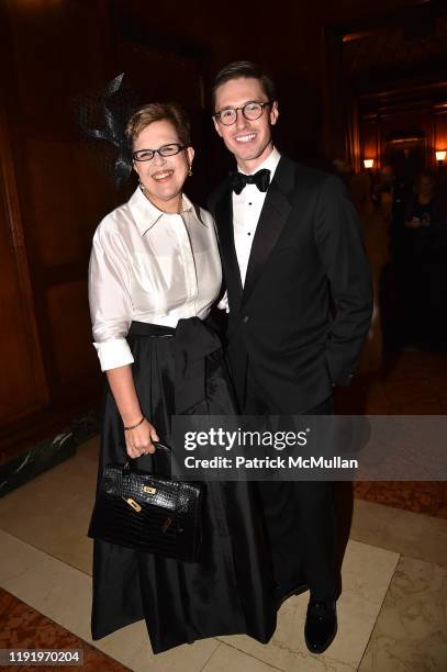 Kathleen Guzman and Andrew Nodell attend French Heritage Society's New York Gala - The Black & White Ball at Private Club on November 21, 2019 in New...