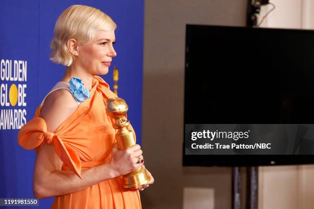 77th ANNUAL GOLDEN GLOBE AWARDS -- Pictured: Michelle Williams, winner of the Best Performance by an actress in a Limited Series or a Motion Picture...