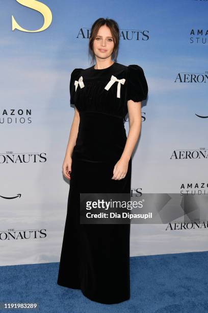 Felicity Jones attends "The Aeronauts" New York Premiere at SVA Theater on December 04, 2019 in New York City.