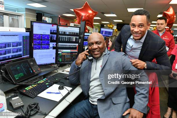 Thurman Thomas and Hill Harper attend The 35th Anniversary Of CIBC Miracle Day to lend a hand to raise millions for kids in need held at CIBC...