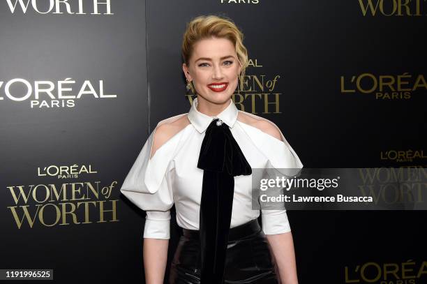 Amber Heard attends the 14th Annual L'Oréal Paris Women Of Worth Awards at The Pierre on December 04, 2019 in New York City.